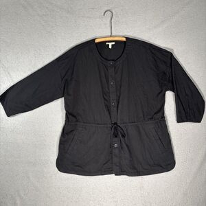 Eileen Fisher Organic Cotton‎ Twill Shirttail Jacket Top XL Lagenlook Minimalist